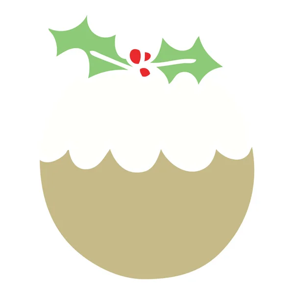 Hand Getekend Eigenzinnige Cartoon Christmas Pudding — Stockvector