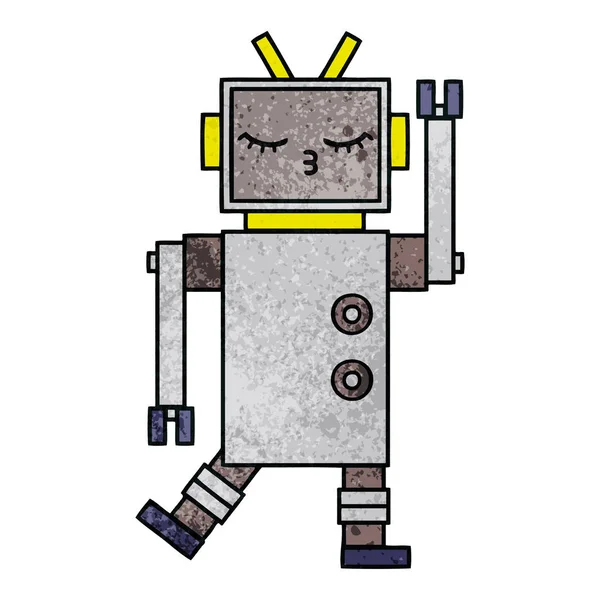 Retro Grunge Texture Cartoon Robot — Stock Vector