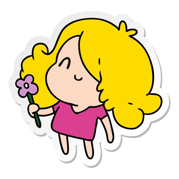 Sticker cartoon van een schattig kawaii-meisje — Stockvector