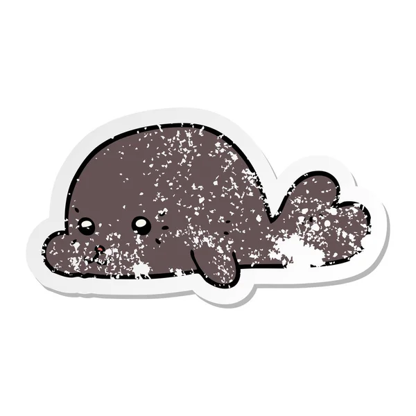 Distressed sticker of a cartoon baby seal — Stock Vector