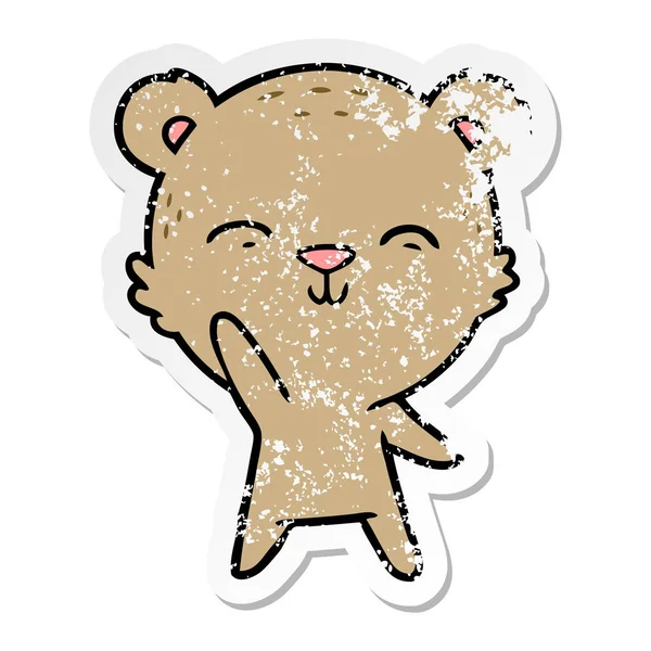 Aufkleber eines glücklichen Cartoon-Bären — Stockvektor