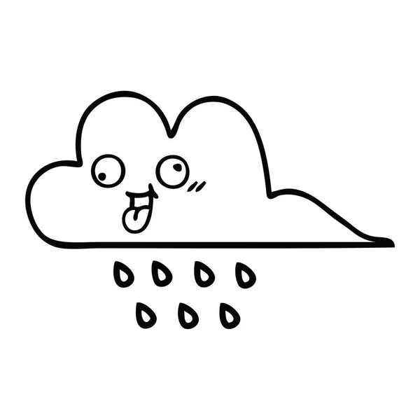 Desenho Linha Desenho Animado Uma Nuvem Chuva — Vetor de Stock