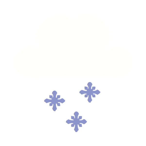 Flache Farbe Retro Cartoon Schnee Wolke — Stockvektor