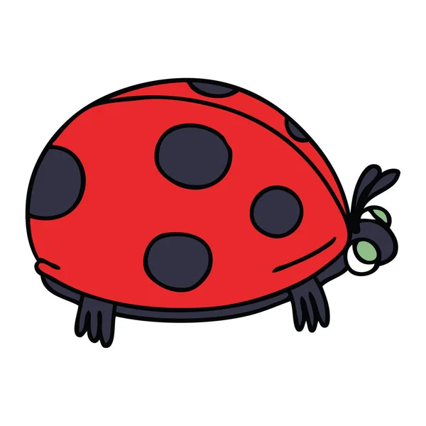 Egendomliga hand dras tecknad ladybird — Stock vektor