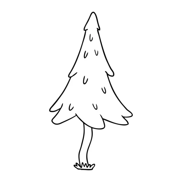 Lijntekening doodle van bossen pijnbomen — Stockvector