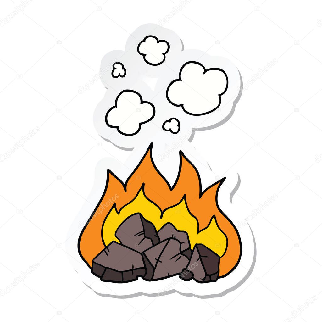 sticker of a cartoon hot coals