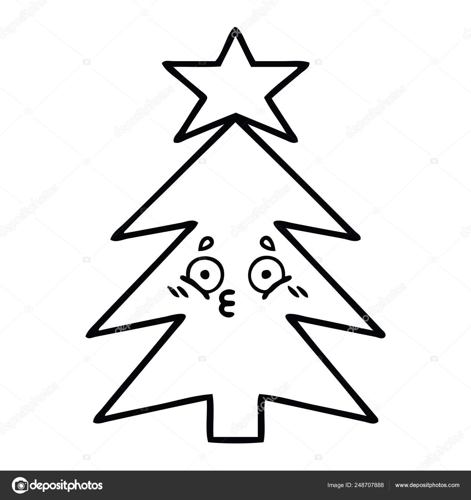 Árvore de Natal bonito desenhos animados imagem vetorial de  lineartestpilot© 248416850