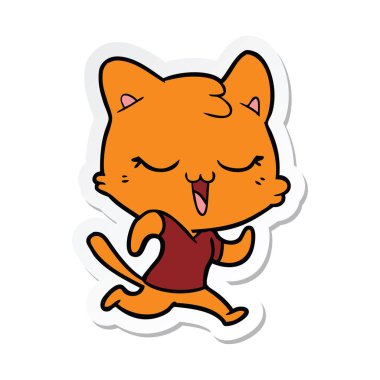 etiket bir mutlu karikatür kedi