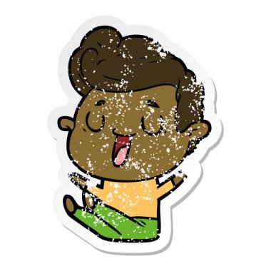 bir mutlu çizgi film adamın sıkıntılı etiket