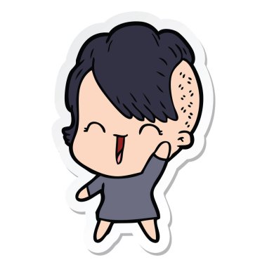 etiket bir karikatür mutlu hippi kız