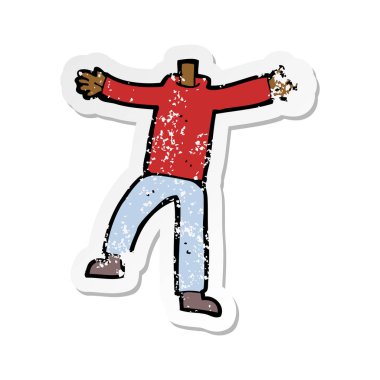 bir çizgi film erkek el vücudunun Retro sıkıntılı etiket 