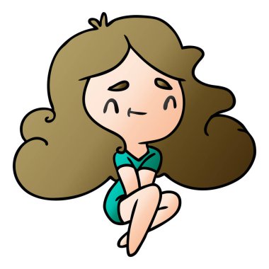 bir şirin kawaii kız degrade çizgi film gösterimi