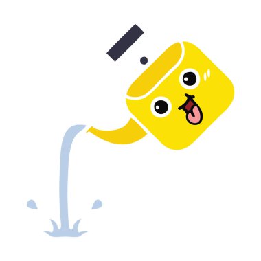 düz renk retro karikatür dökerek su ısıtıcısı