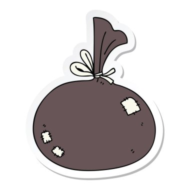 ilginç bir el etiket karikatür çuval çizilmiş