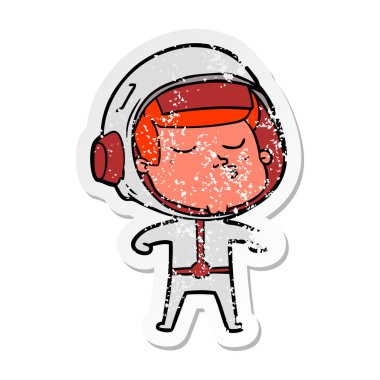 bir çizgi film emin astronotun sıkıntılı etiket