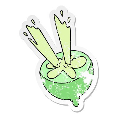 ilginç bir el sıkıntılı etiket karikatür kireç çizilmiş