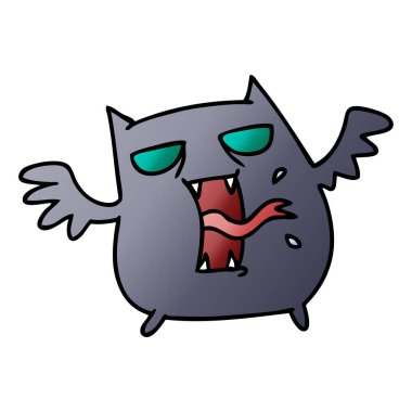 sevimli korkunç kawaii yarasa serbest el çekilmiş degrade çizgi film