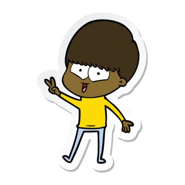 etiket bir karikatür mutlu çocuk