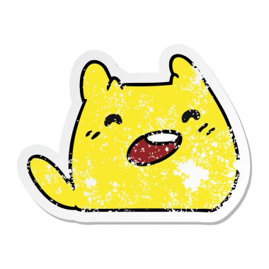 serbest el çekilmiş sıkıntılı etiket karikatür in kawaii uzaylı evde beslenen hayvan