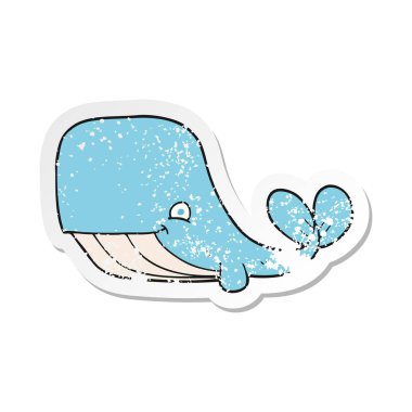 bir karikatür mutlu balinanın Retro sıkıntılı etiket