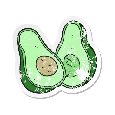 bir çizgi film avokado sıkıntılı etiket