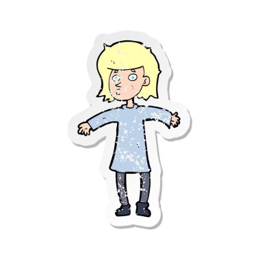 bir çizgi film sinir kadın Retro sıkıntılı etiket