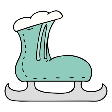elle çizilmiş karikatür doodle bir buz pateni önyükleme