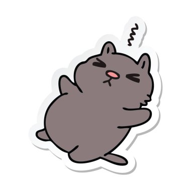 ilginç bir el etiket karikatür kedi çizilmiş