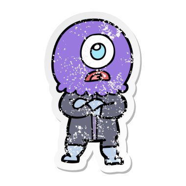 bir rahatsız çizgi film Tepegöz uzaylı uzaylı sıkıntılı etiket