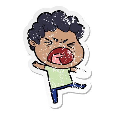 bir çizgi film öfkeli adam sıkıntılı etiket