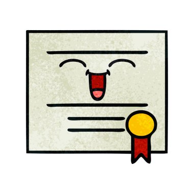 Retro grunge doku karikatür mezuniyet diploma