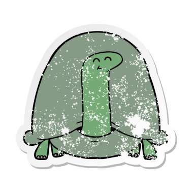 bir çizgi film kaplumbağa sıkıntılı etiket