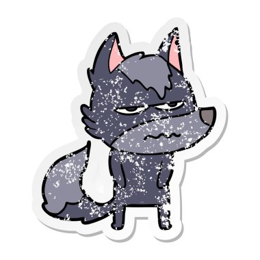 bir karikatür rahatsız kurt sıkıntılı etiket