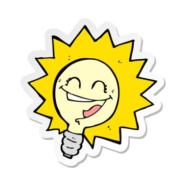 mutlu ampul çizgi film etiketi 