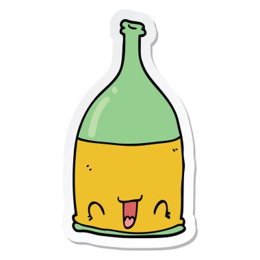 etiket bir karikatür şarap şişe