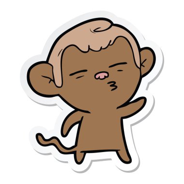 etiket bir karikatür şüpheli maymun