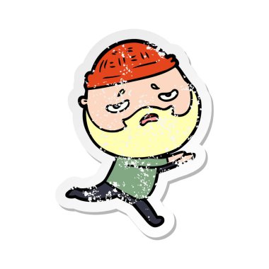 sakallı bir karikatür sıkıntılı etiket endişeli