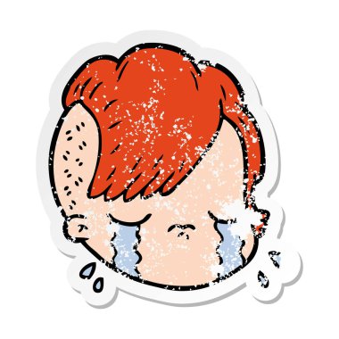 bir çizgi film kadın yüzü sıkıntılı etiket