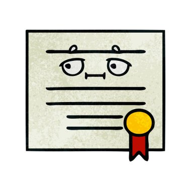 Retro grunge doku karikatür mezuniyet diploma