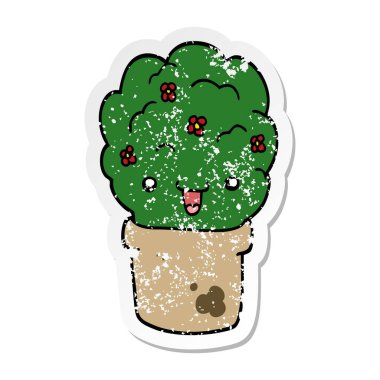 bir çizgi film çalı tencerede sıkıntılı etiket