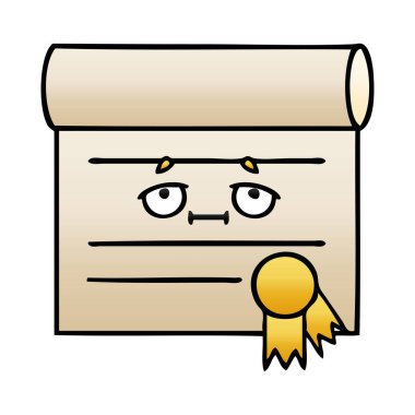 bir sertifikanın degrade gölgeli çizgi film