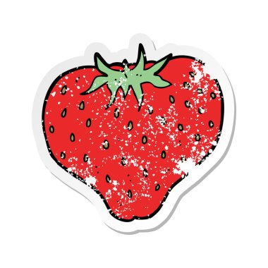 Retro bir çizgi film çilek etiket sıkıntılı