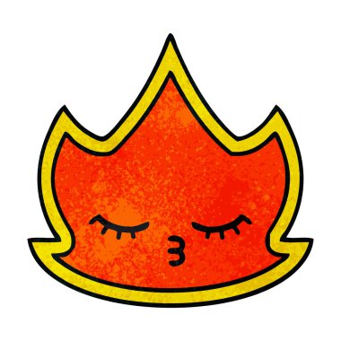 Retro grunge doku karikatür bir ateş