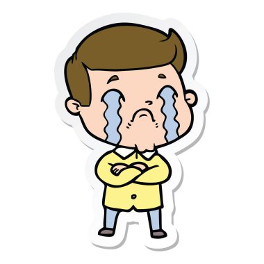 ağlayan bir çizgi film adamın etiket