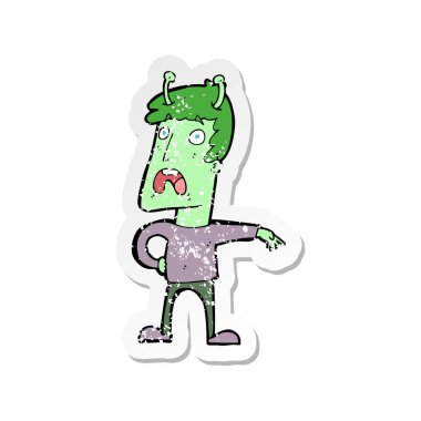 bir çizgi film mutsuz yabancı Retro sıkıntılı etiket