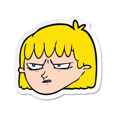 etiket bir karikatür kızgın kadın