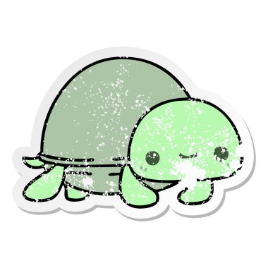 ilginç bir el sıkıntılı etiket karikatür kaplumbağa çizilmiş