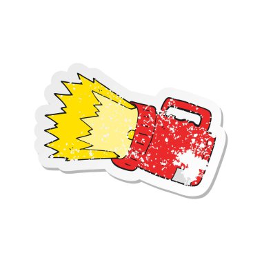 bir çizgi film meşale Retro sıkıntılı etiket