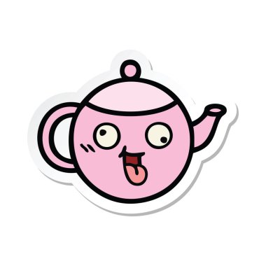 sevimli çizgi çaydanlık etiket