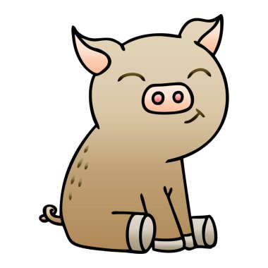 Degrade gölgeli ilginç karikatür domuz